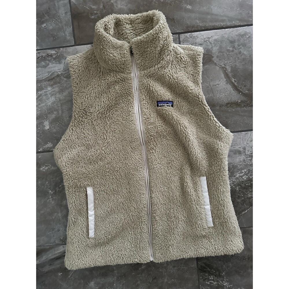 Patagonia Vest Womens XL Tan Los Gatos Fleece Sherpa Zip Pockets Outdoor